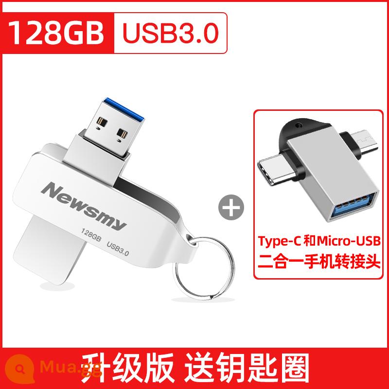 Newman Ổ đĩa U điện thoại di động typec máy tính giao diện kép sử dụng kép ổ đĩa flash USB dung lượng lớn chính thức hàng đầu cửa hàng chính hãng mới 1738 - Phiên bản nâng cấp 128G + bộ chuyển đổi điện thoại di động + bao da miễn phí