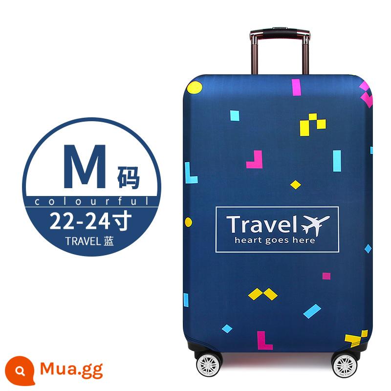 Dày Chịu Mài Mòn Vali Bảo Vệ Xe Đẩy Du Lịch Vali Da Phối Bụi 20/24/26/28/29 Inch - TRAVEL Blue M Code [Vỏ hành lý]