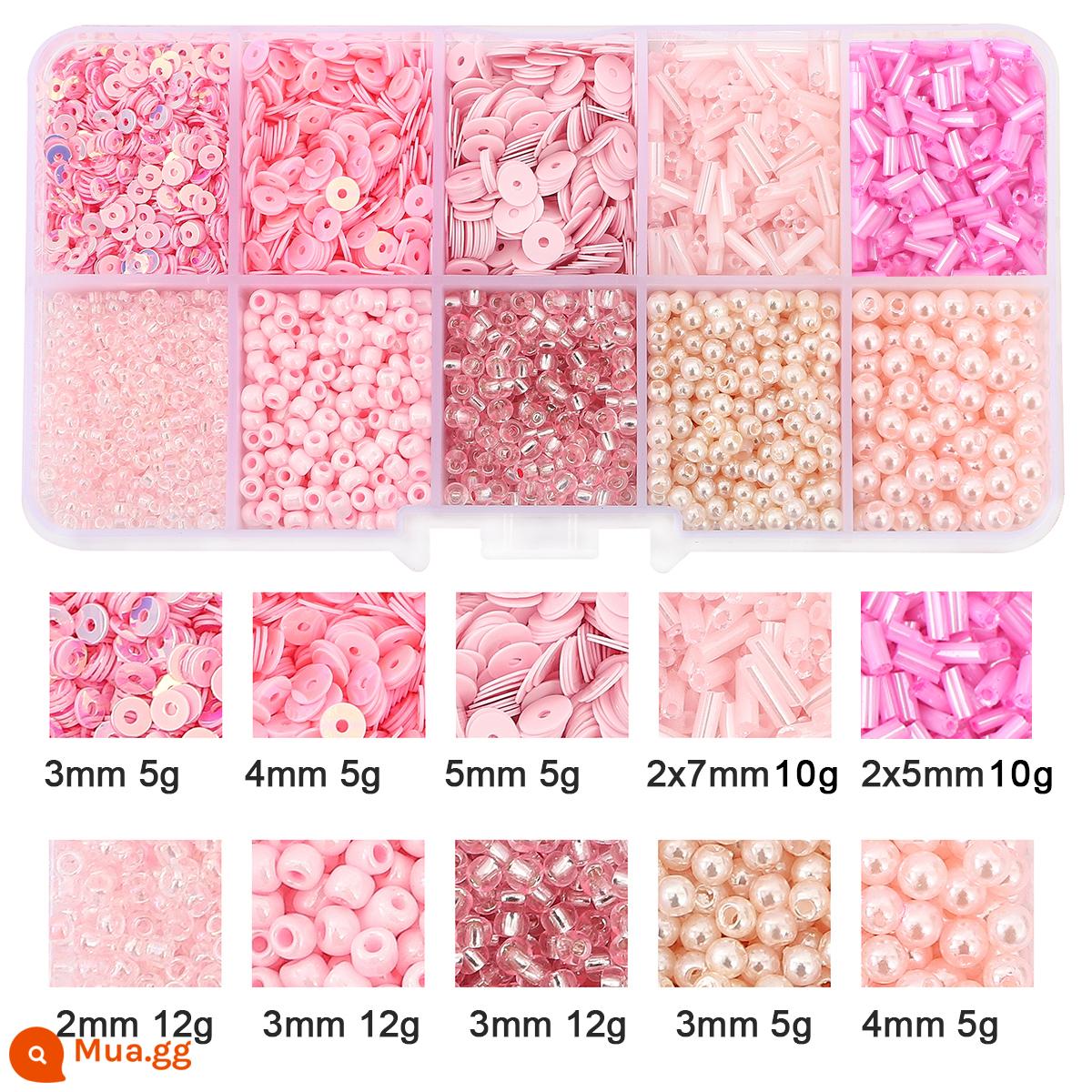 Gạo hạt sequins ngọc trai giả chất liệu túi beading handmade tự làm chất liệu làm vòng cổ tay bông tai đính cườm rời hạt - 1 hộp màu hồng