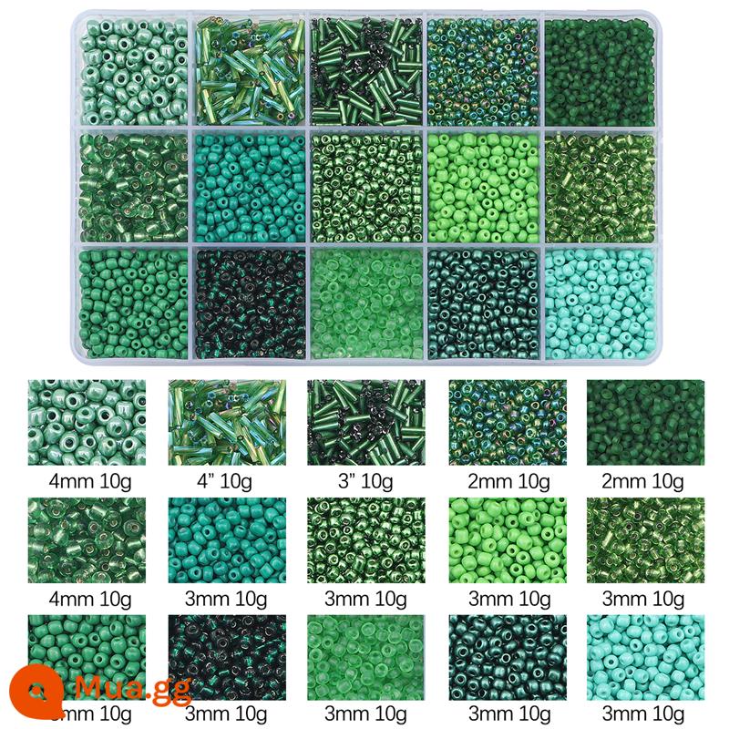 Gạo hạt sequins ngọc trai giả chất liệu túi beading handmade tự làm chất liệu làm vòng cổ tay bông tai đính cườm rời hạt - Xanh đậm 15 ô 1 hộp