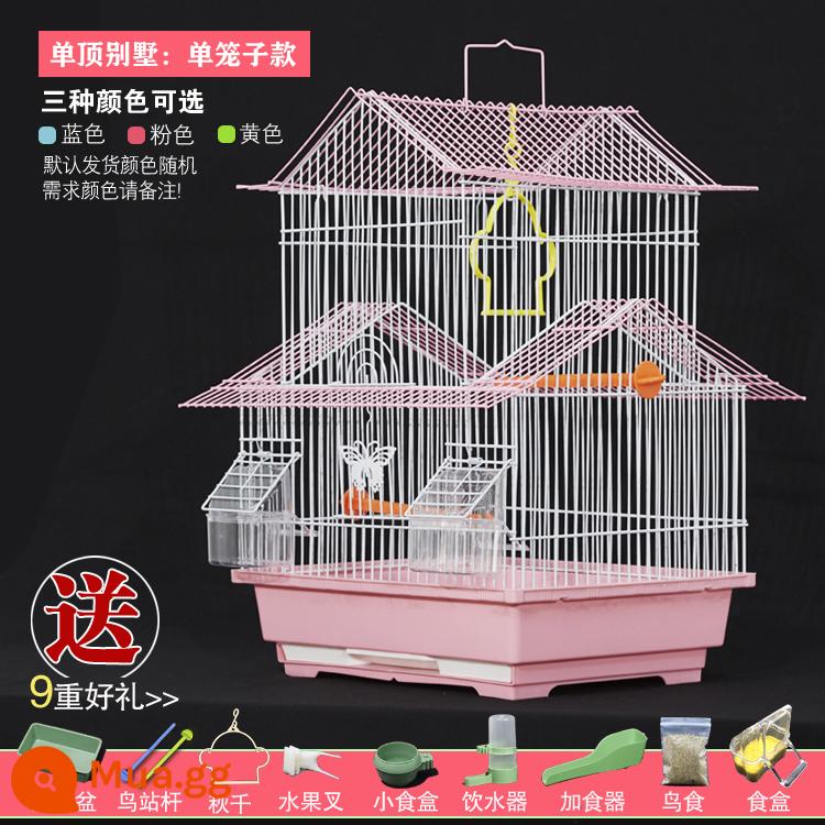 Budgie vẹt lồng chim thêu mắt hoa mẫu đơn chim biệt thự lớn lồng chim nhỏ hình mái kim loại lồng cảnh - Lồng chim biệt thự cỡ vừa đạt tiêu chuẩn (vui lòng để lại tin nhắn ghi rõ màu)