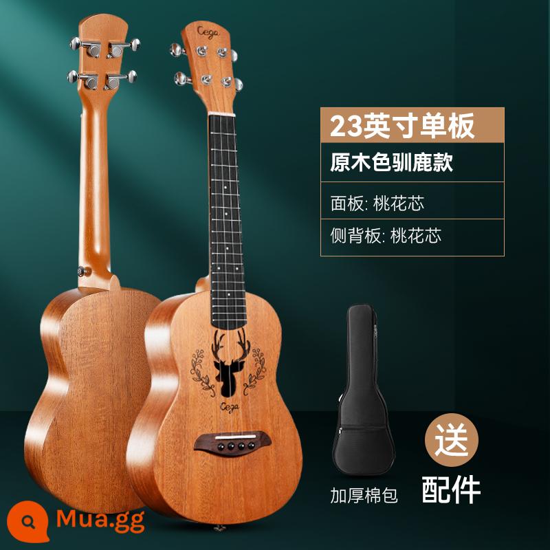 cega ukulele người mới bắt đầu 23 inch đàn ông và phụ nữ nhập cảnh chính thức hàng đầu cửa hàng ukulele đàn guitar nhỏ của trẻ em - Tuần lộc màu gỗ nguyên khối 23 inch + phụ kiện + túi biểu diễn