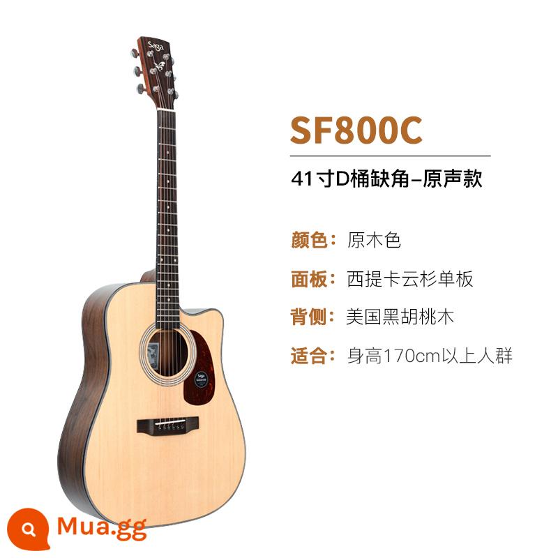 Giới thiệu đàn guitar Saga sf700 cho người mới bắt đầu chơi đàn guitar acoustic dân gian Saga 41 inch chính hãng được khuyên dùng cho bé trai và bé gái - SF800C/41 inch/góc cắt