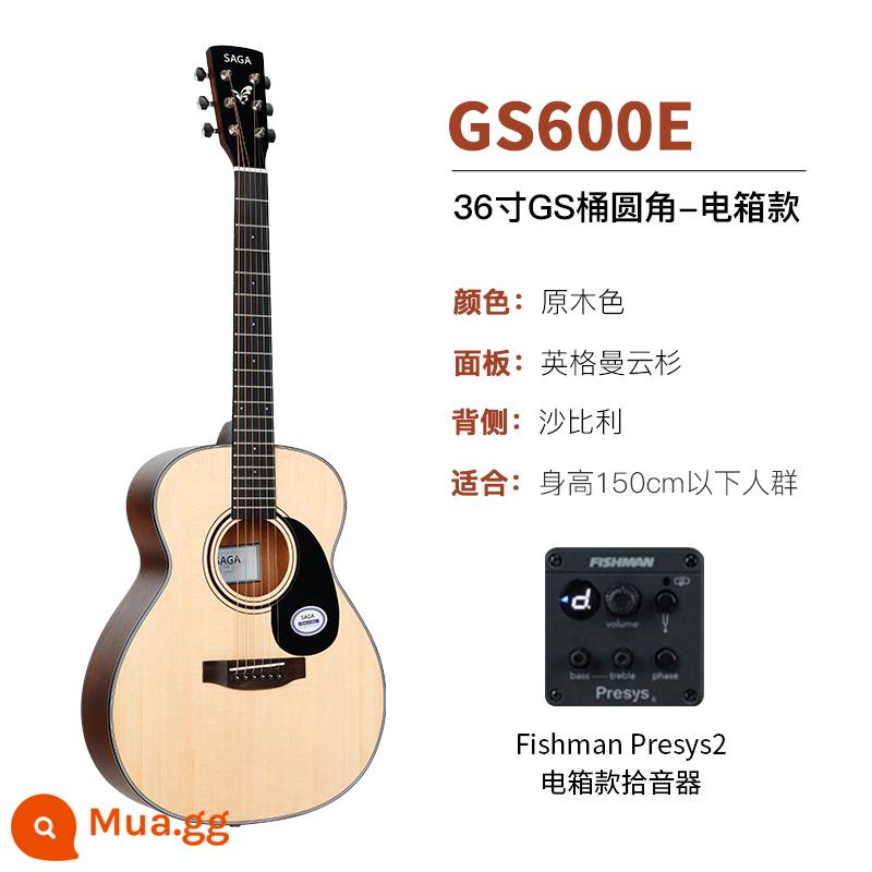 sagasf600 guitar cho người mới bắt đầu saga saga600 ballad hộp điện 41 inch log guitar nam và nữ - GS600E/36 inch/màu gỗ/model hộp điện