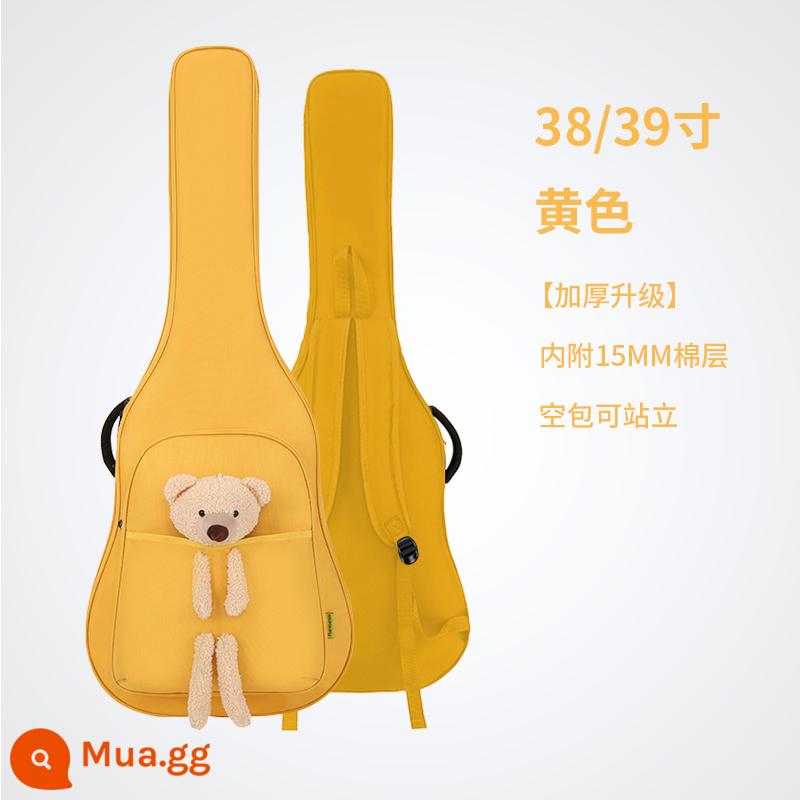 Gấu Túi Đựng Đàn Guitar Dân Gian Túi Đàn Guitar Acoustic 36/38/39/40/41 Inch Ba Lô Dày Cho Nam Và Nữ - Túi đựng đàn guitar gấu [38/39 inch màu vàng]