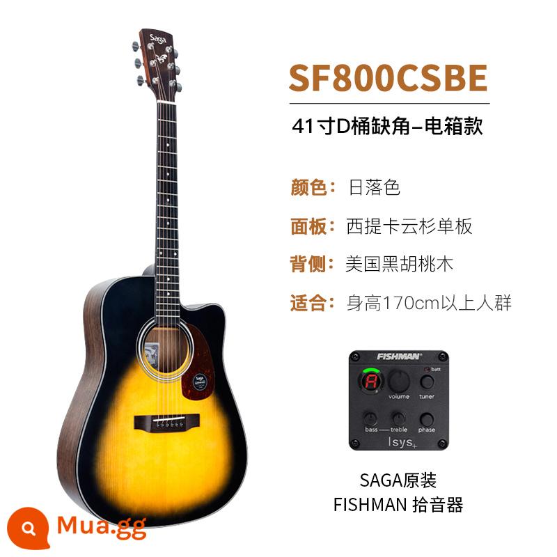 Giới thiệu đàn guitar Saga sf700 cho người mới bắt đầu chơi đàn guitar acoustic dân gian Saga 41 inch chính hãng được khuyên dùng cho bé trai và bé gái - Mẫu hộp điện SF800CSBE/41 inch/cắt góc