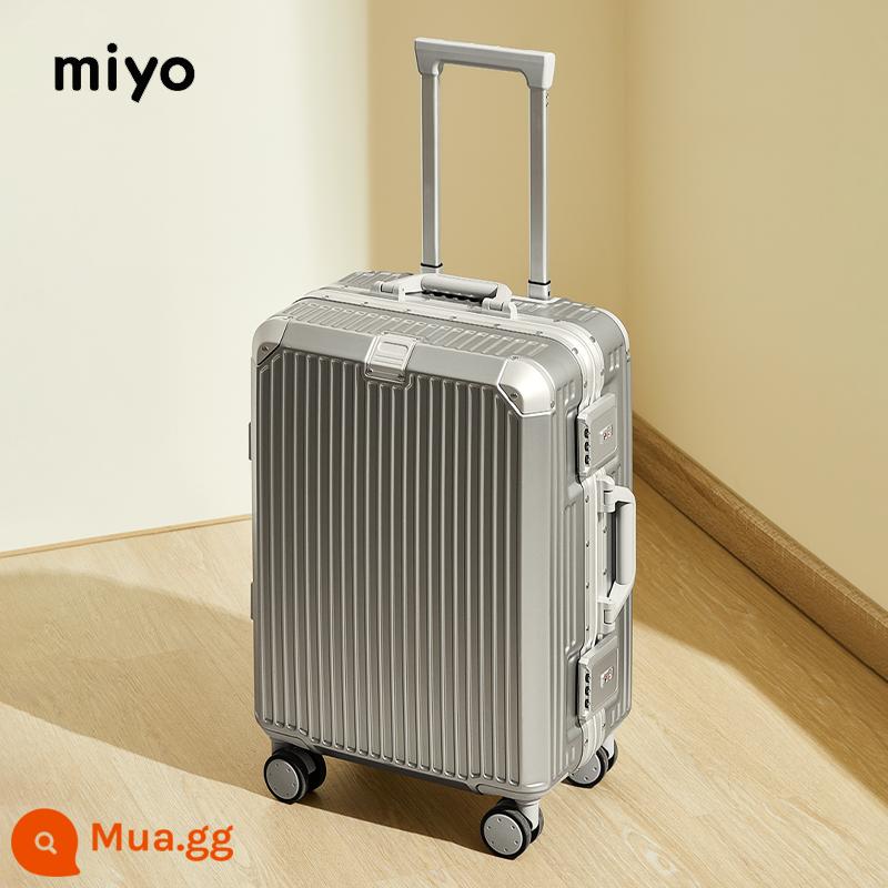 Vali MIYO nữ khung nhôm mới vali da xe đẩy nam công suất lớn vali mật khẩu lên máy bay 20 inch - Phiên bản khung nhôm chống xước Space Silver