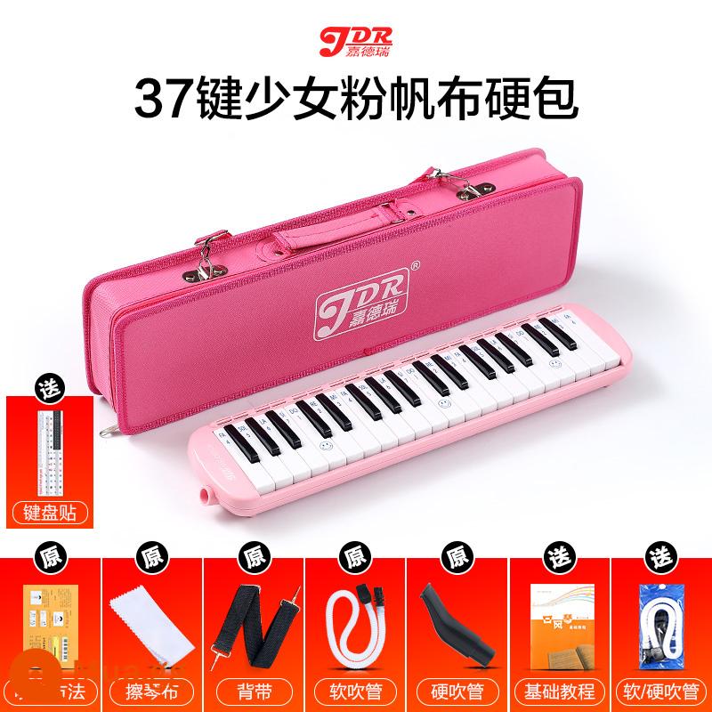 Jiaderui melodica học sinh tiểu học 37 phím với nhạc cụ gió cấp độ biểu diễn chuyên nghiệp dành cho người mới bắt đầu trẻ em nam nữ trưởng thành - 37 Key Powder - Hard Pack] Tài Liệu Giảng Dạy + 2 Bộ Ống Thổi + Miếng Dán Bàn Phím