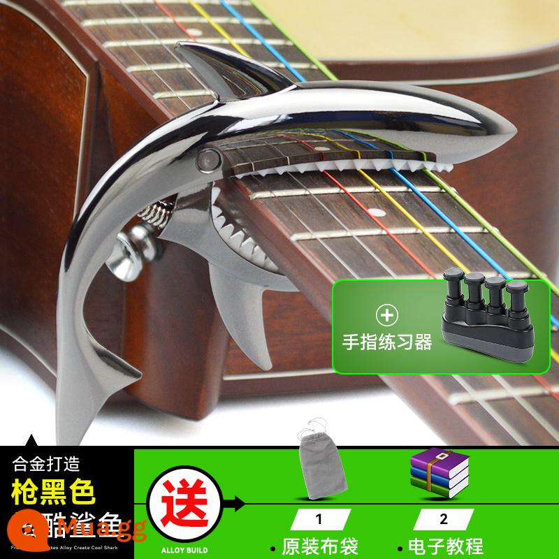 Đàn guitar dân gian chuyển vị clip đàn guitar điện gỗ phụ kiện biến âm thanh clip cá mập phổ kim loại cá tính sáng tạo bắt sóng - Súng đen + bấm ngón tay (màu ngẫu nhiên, súng đen mặc định)