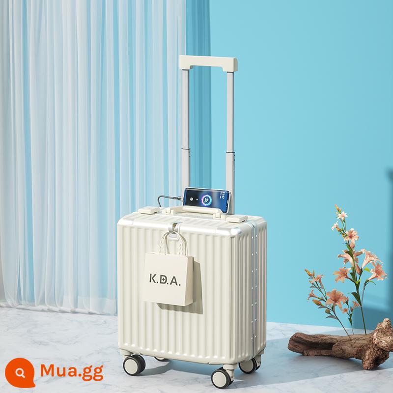 Hành Lý Nữ Nhỏ Ins 18 Inch Lưới Đèn Đỏ Mật Khẩu Xe Đẩy Trường Hợp 20 Sinh Viên Nội Trú Vali Da Nam - Shell màu trắng/khung nhôm thời trang