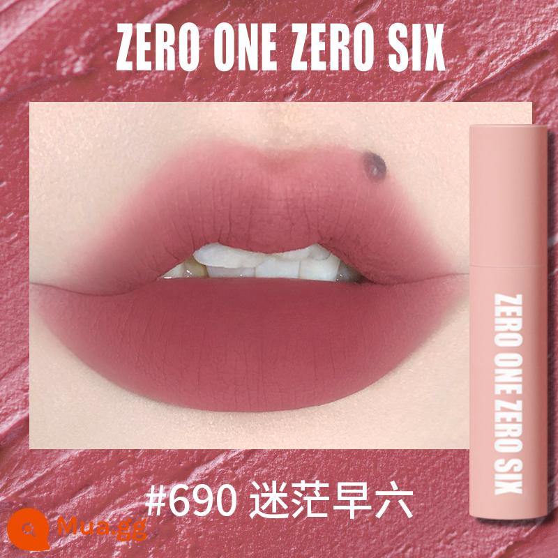 Zero One Zero Lu 0106 Lip Mud Lip Men Lip Gloss Matte Peach Không Kéo Khô Tinh Khiết Desire Sinh Viên Thể Hiện Màu Trắng - 690 Confused Morning Six Atmospheric Powder Mist Lip Mud