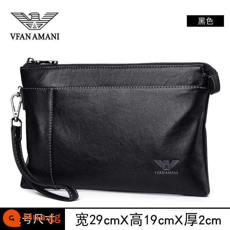 Weifang Armani Túi Nam Túi Clutch Nam Túi Xách Da Nam Kinh Doanh Giải Trí Kẹp Túi Clutch Phong Bì Túi - am11 black-size lớn giống như hộp quà tặng đối diện