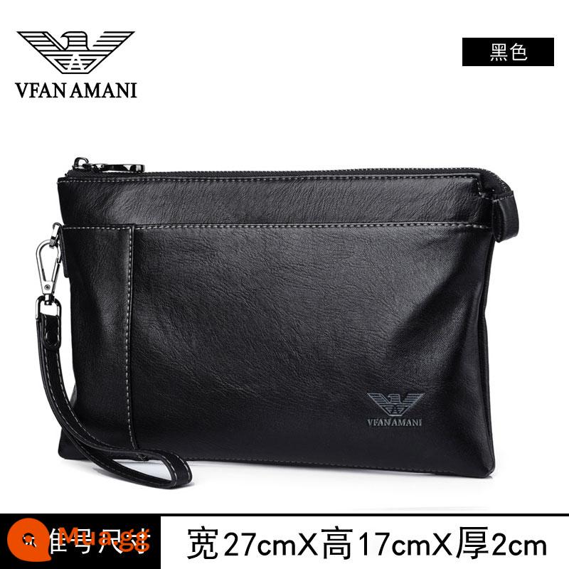 Weifang Armani Túi Nam Túi Clutch Nam Túi Xách Da Nam Kinh Doanh Giải Trí Kẹp Túi Clutch Phong Bì Túi - am11 đen - size chuẩn, kiểu dáng giống quầy - hộp quà