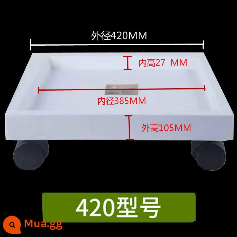 Giả Xi Măng Vuông Lọ Hoa Khay Bánh Xe Khay Đế Dày Lớn Chịu Lực Khay Hoa Lớn Đa Năng Bánh Xe Di Động Khay - Trắng 420 đường kính trong 38,5 * 38,5cm [6 bánh xe chịu lực 130kg]