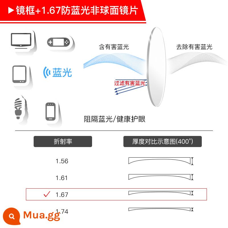 Kính cận thị titan nguyên chất cho nam có thể trang bị kính đen theo toa gọng vuông nhỏ gọng mắt siêu nhẹ mặt nhỏ hợp thời trang - Khung + được trang bị đèn chống xanh siêu mỏng 1.67 (khuyên dùng trong nhà)