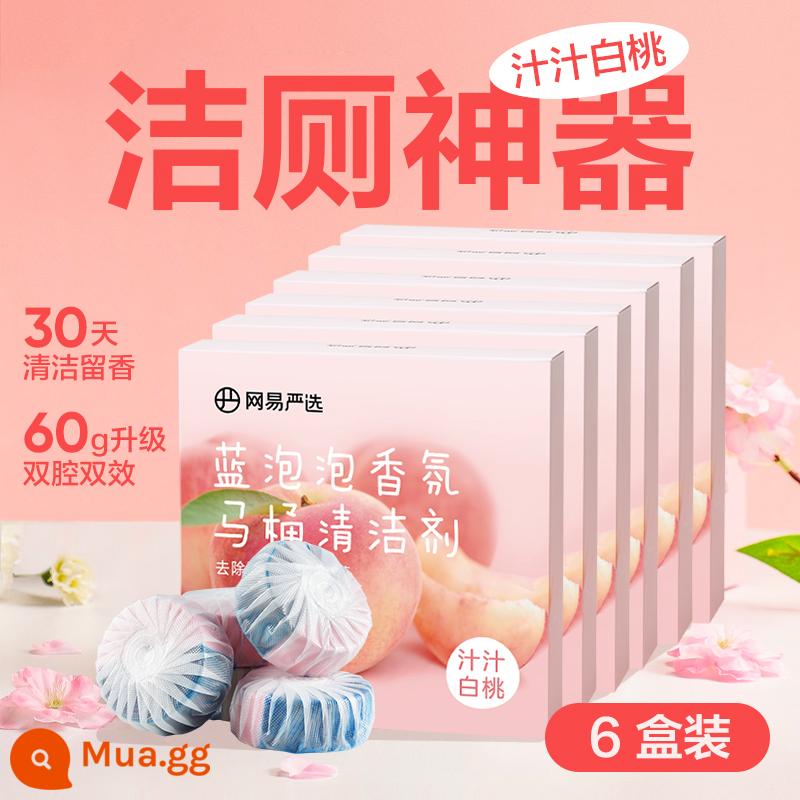 Chất tẩy rửa nhà vệ sinh bong bóng xanh Netease Yanxuan tẩy cặn và khử mùi để lại hương thơm làm sạch nhà vệ sinh Lingjie vật phẩm khử mùi nhà vệ sinh kho báu - Nước ép đào trắng 6 hộp (60g*24)