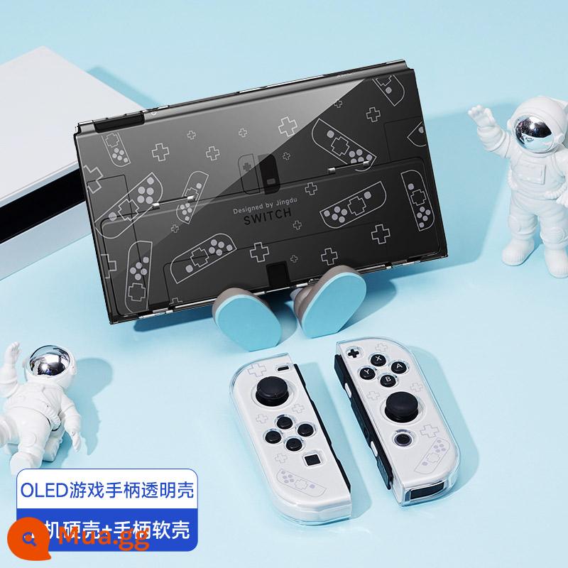 Jindu Nintendo Switcholed Vỏ bảo vệ trong suốt Công tắc tay cầm vỏ bảo vệ NS siêu mỏng mềm hai mảnh vỏ OLED chủ vỏ silicon swich phụ kiện bảng điều khiển trò chơi túi đựng cứng - OLED [tay cầm màu trắng★hộp bảo vệ trong suốt pha lê] miễn phí màng + nắp