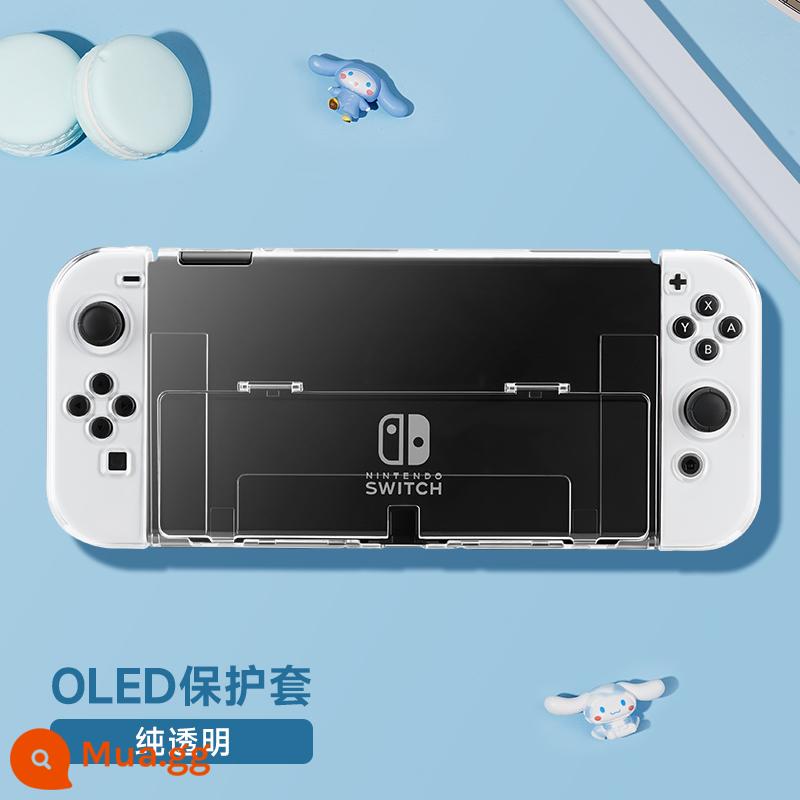 Nintendo Switch Bảo vệ NS NS Shell Switcholed Protective Shell Silicone có thể chèn miếng dán Siwch hai cơ sở tay cầm mềm tay Túi lưu trữ máy chủ mềm - Vỏ cứng trong suốt OLED [hoàn toàn trong suốt] đi kèm phim + nắp