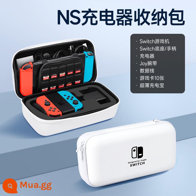 Túi lưu trữ Nintendo Switch Vỏ bảo vệ switcholed vỏ ns có thể được lắp đế sạc phụ kiện túi cứng Bộ điều khiển trò chơi switchlite hộp cassette xách tay tay cầm máy chủ dung lượng lớn - Model sạc chuyển đổi [màu trắng★ có thể lắp kèm sạc + tay cầm] đi kèm miếng dán + nắp