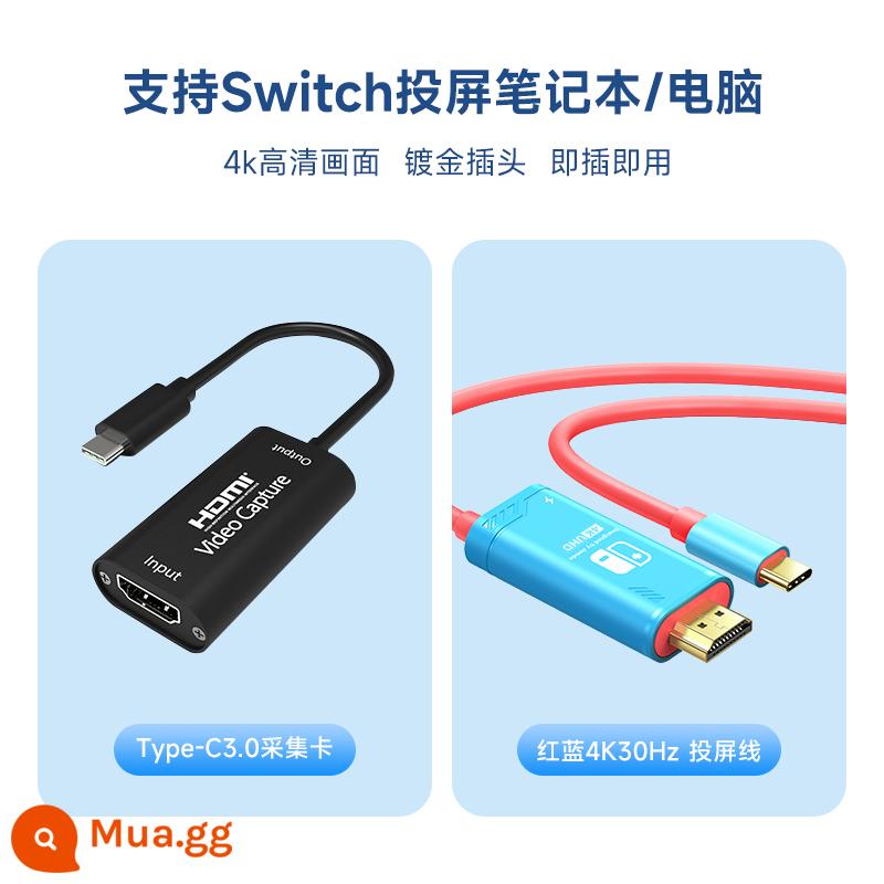 Jindu Jemdo Cáp chiếu màn hình Nintendo Switch được kết nối trực tiếp với màn hình NS di động đế sạc bảng điều khiển trò chơi OLED Cáp chuyển đổi HDMI được kết nối với TV, máy chiếu, trạm nối mở rộng máy chiếu - [Đỏ và xanh chính thức] ⭐Cáp chiếu màn hình cực rõ 4K + thẻ chụp typec [Hỗ trợ chiếu màn hình Switch/máy tính bảng/máy tính/máy tính xách tay]