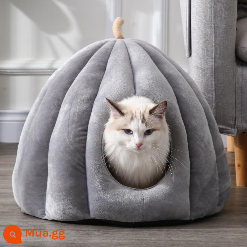 Cat's Nest Winter Mùa đông ấm áp và đóng cửa Bốn Mùa Vật cung thú cưng phổ quát Cushion Pumpkin Cat House Winter Bà House - Tổ mèo bí ngô cổ điển - xám (không sợ mùa đông lạnh giá, chắn gió và ấm áp)