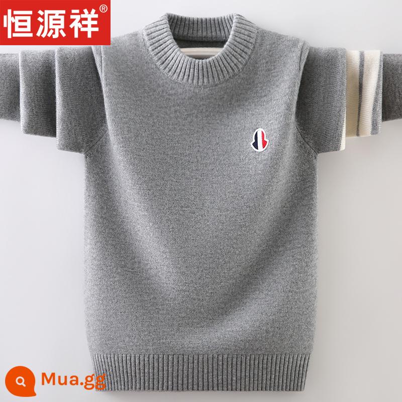 Áo len len trẻ em mới của Hengyuanxiang, áo len bé trai, quần áo trẻ em cỡ lớn, học sinh cashmere, phong cách mùa thu dày đặc, thanh thiếu niên mùa đông - 3013 màu xám