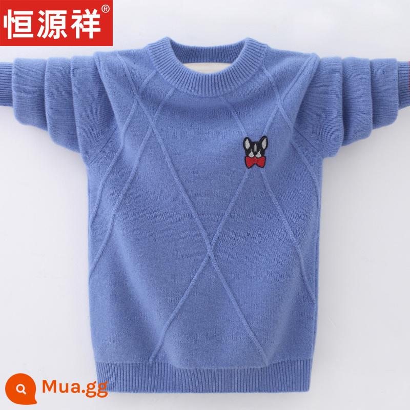 Áo len len trẻ em mới của Hengyuanxiang, áo len bé trai, quần áo trẻ em cỡ lớn, học sinh cashmere, phong cách mùa thu dày đặc, thanh thiếu niên mùa đông - 0753 màu xanh