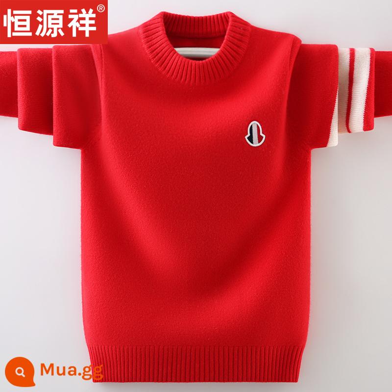 Áo len len trẻ em mới của Hengyuanxiang, áo len bé trai, quần áo trẻ em cỡ lớn, học sinh cashmere, phong cách mùa thu dày đặc, thanh thiếu niên mùa đông - 3013 màu đỏ