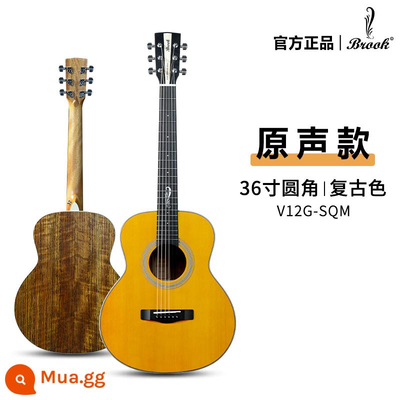 Brook brook guitar V12 ballad người mới bắt đầu chính hãng chính thức hàng đầu cửa hàng hộp điện veneer 36 inch s25 - [V12 Matte] Các góc bo tròn 36 inch màu cổ điển