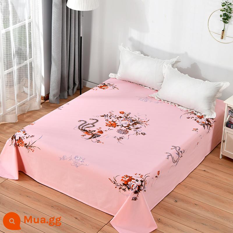 Thượng Hải Cổ Quốc Gia 100 Cotton In Dày Cũ Thô Ga Giường Đơn Chăn Hoài Cổ Vải Cotton - Phượng Hoàng Mẫu Đơn-Màu Ngọc