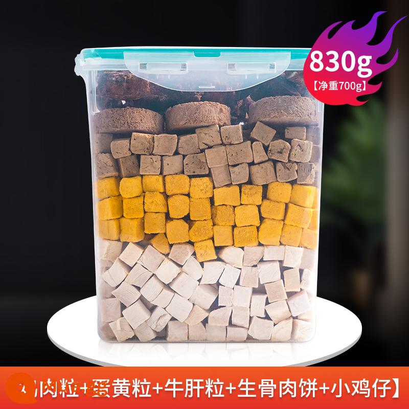 Gà khô đông lạnh 750g Cat Snacks chất béo dinh dưỡng, phô mai, chó cưng vào mèo con, ức gà, xô gia đình - Thùng đông khô hỗn hợp 5 miếng kể cả bao bì 830g