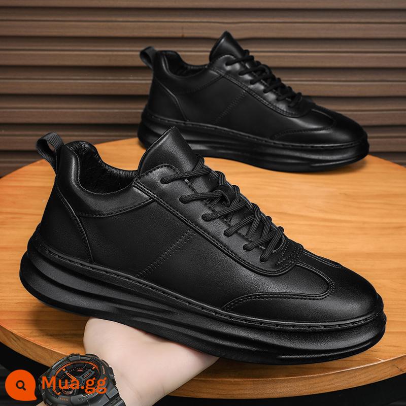 Nam Thu Đông Giày Da Đen Giày Thể Thao Sneaker Đầu Bếp Công Việc Nhà Bếp Chống Thấm Nước Chống Trơn Trượt Bảo Hộ Lao Động Giày Hợp Thời Trang - đen (thời trang)