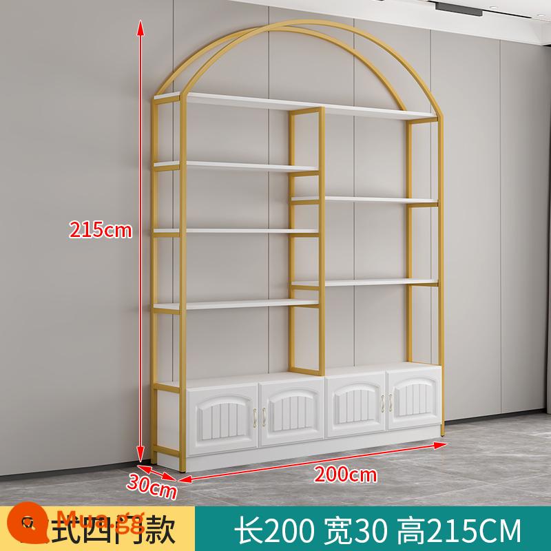 Tủ trưng bày mỹ phẩm thẩm mỹ viện giá trưng bày shop tủ trưng bày sản phẩm phụ shop mẹ bé kệ nhiều tầng - Loại A 200*30*215 khung vàng + bảng trắng [Cửa phong cách Châu Âu]