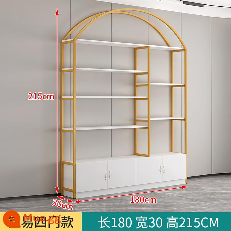 Tủ trưng bày mỹ phẩm thẩm mỹ viện giá trưng bày shop tủ trưng bày sản phẩm phụ shop mẹ bé kệ nhiều tầng - Loại A khung vàng 180*30*215 + bảng trắng [cửa phẳng]