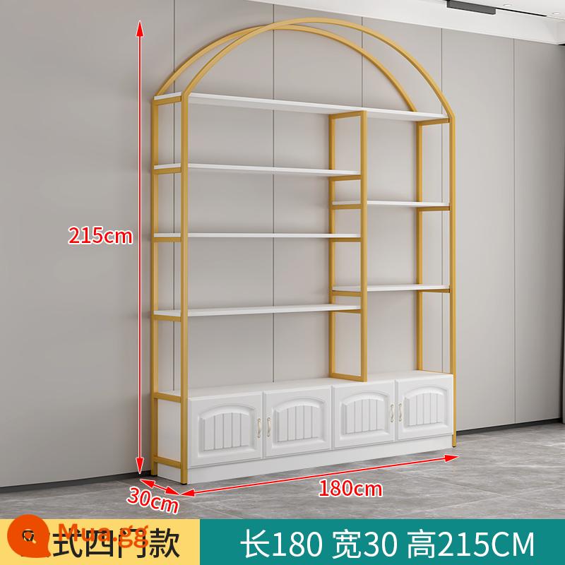 Tủ trưng bày mỹ phẩm thẩm mỹ viện giá trưng bày shop tủ trưng bày sản phẩm phụ shop mẹ bé kệ nhiều tầng - Loại A khung vàng 180*30*215 + bảng trắng [Cửa phong cách Châu Âu]