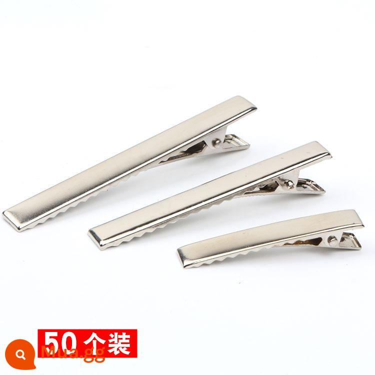 Kẹp Tóc Handmade Tự Làm Trang Sức Chất Liệu Mỏ Vịt Kẹp Cá Sấu Kẹp Edge Kẹp Người Lớn Nổ Tóc Kẹp Tóc - Bạc 9,5 cm (gói 50)