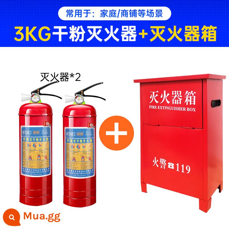 Bình chữa cháy bột khô xách tay 4kg dùng trong gia đình, bộ hộp bình chữa cháy 235kg, thiết bị chữa cháy cho cửa hàng - Bình chữa cháy 3kg × 2 + hộp đựng bình chữa cháy