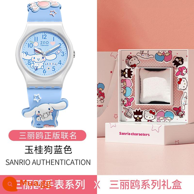 Đồng hồ Tidecolor doanh Sanrio quế chó nữ chó tai to học sinh dạ quang cho trẻ em học sinh trung học cơ sở mẫu nữ - Jade Cinnamon Dog-Blue [Hộp quà màu hồng và trắng]