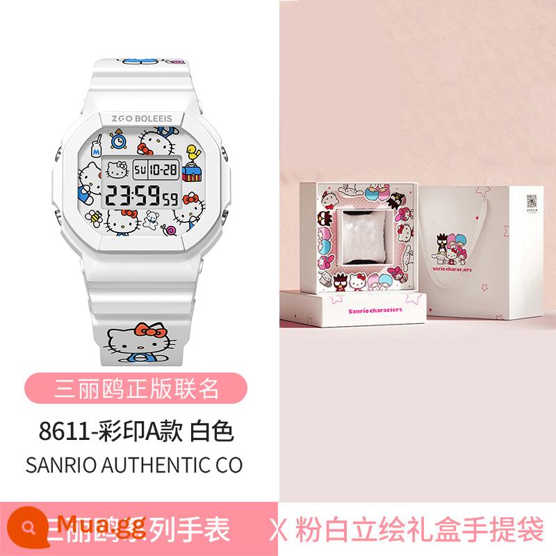 Tidecolor khớp Hello Watch đồng hồ nữ trung học cơ sở - 8611 in màu trắng-Xin chào [hộp quà màu hồng và trắng]