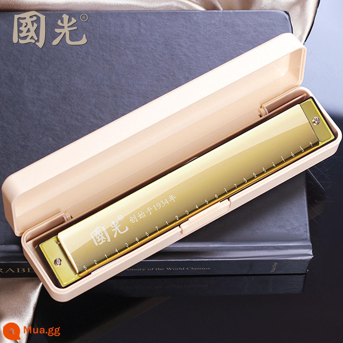 Guoguang kèn harmonica có dấu 24 lỗ nam và nữ mới bắt đầu học sinh người lớn trẻ em nhập học phím C đa âm mức độ biểu diễn chuyên nghiệp - Đa âm 24 lỗ vàng Tuhao [tiêu chuẩn gốc]