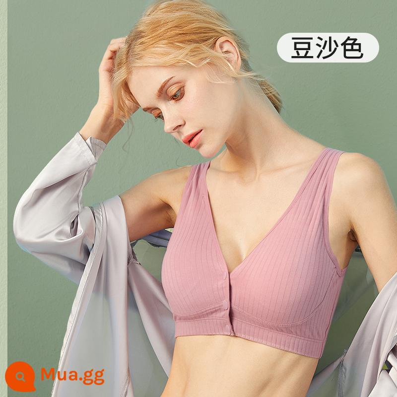 Bộ đồ lót cho con bú cotton nguyên chất phần mỏng tập hợp chống chảy xệ khi mang thai áo ngực đặc biệt cho con bú khóa trước áo vest - Bean Paste Pure Cotton Style 1 Gói