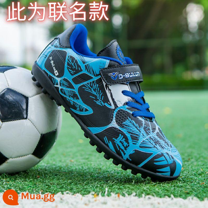 Giày bóng đá dành cho trẻ em tuổi trẻ mới của Ronaldo Messi dành cho học sinh nam và nữ Giày tập trẻ em Velcro TF bị gãy móng - 03-2 Móng gãy xanh đen [Mua một tặng năm]