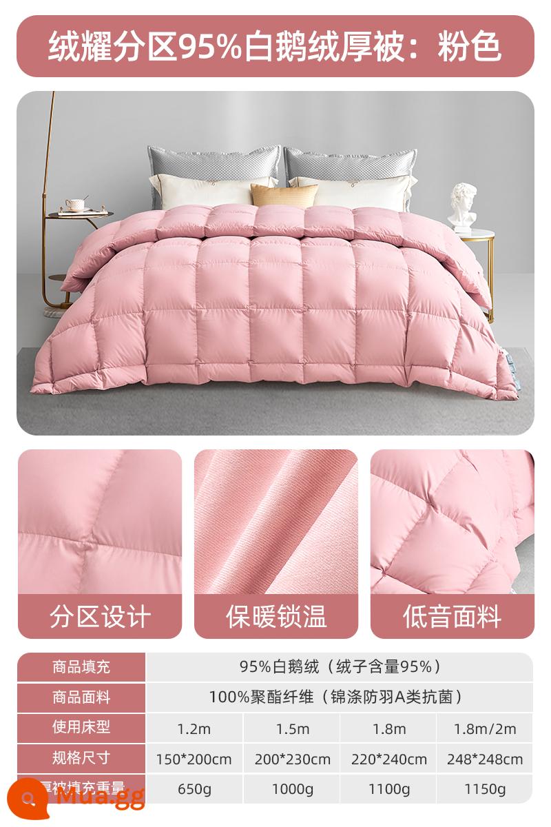 Mengjie Space Down Quilt 95 chăn bông ngỗng trắng chăn mùa đông dày dặn và ấm áp ký túc xá sinh viên lõi chăn máy lạnh đơn và đôi - Chăn dày mùa đông [Vải im lặng kháng khuẩn loại A + lông ngỗng trắng 95%] Vùng nhung 95% lông ngỗng trắng dày: màu hồng