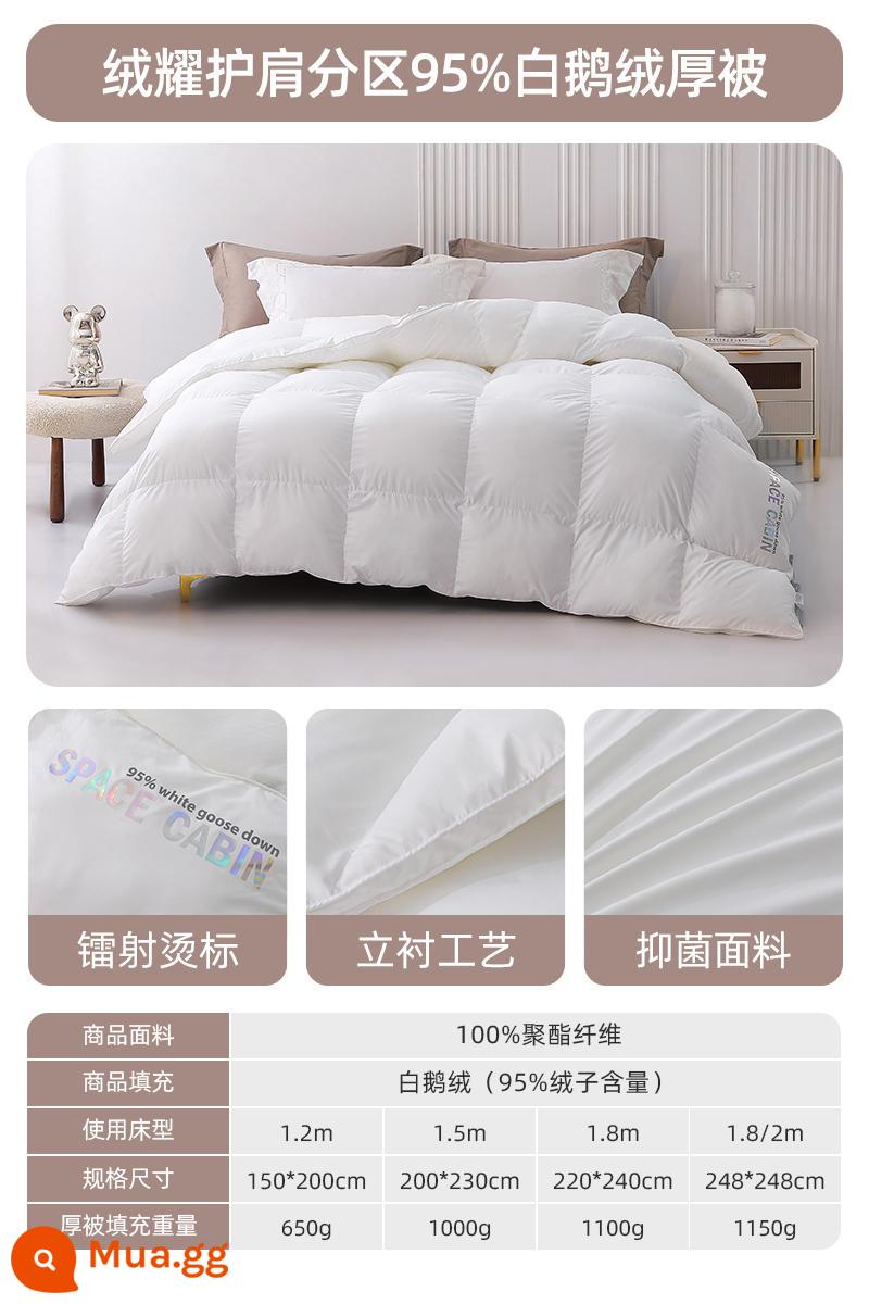 Mengjie Space Down Quilt 95 chăn bông ngỗng trắng chăn mùa đông dày dặn và ấm áp ký túc xá sinh viên lõi chăn máy lạnh đơn và đôi - ✨Mền dày mùa đông [Vải im lặng kháng khuẩn loại A + lông ngỗng trắng 95% + cắt vát 45°] vách ngăn đệm vai chăn bông lông ngỗng trắng: Trắng hình lưỡi liềm