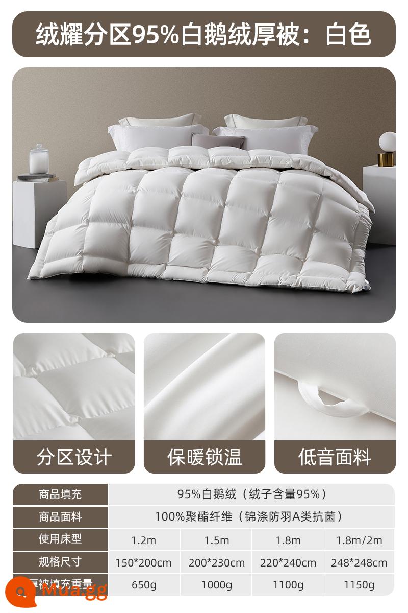 Mengjie Space Down Quilt 95 chăn bông ngỗng trắng chăn mùa đông dày dặn và ấm áp ký túc xá sinh viên lõi chăn máy lạnh đơn và đôi - Chăn dày mùa đông [Vải im lặng kháng khuẩn loại A + lông ngỗng trắng 95%] Vùng nhung 95% lông ngỗng trắng dày: trắng