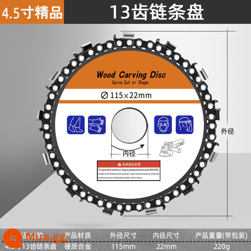 Máy mài góc lưỡi cưa xích 4 inch chế biến gỗ đĩa cưa gỗ mài hiện vật đa năng cắt mảnh khay trà xẻ rãnh theo đĩa - [Khẩu độ 22mm] 4,5 inch 13 răng (chất lượng cao)