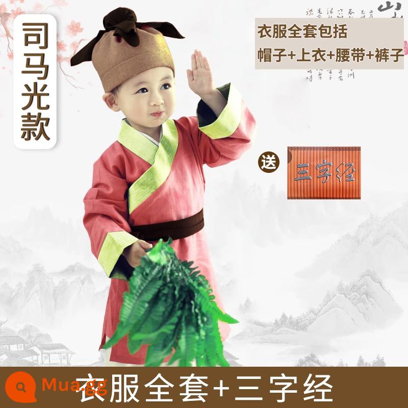 Trẻ Em Hanfu Bé Trai Nhà Sư Nhỏ Quần Áo Bé Ảnh Bé Trang Phục Sách Cậu Bé Chăn Cừu Shop Nhỏ Hai Hiệu Suất Quần Áo - Tư Mã Quang tặng Tam tự kinh điển