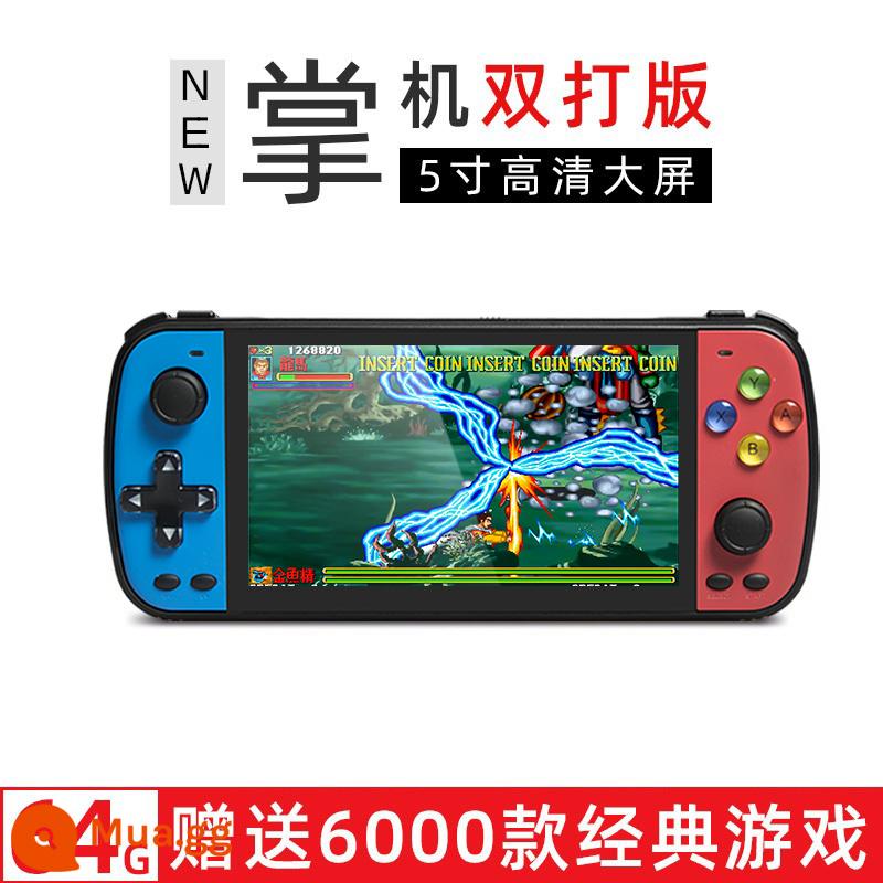 Máy chơi game Xiaobawang Q900 cầm tay mới psp arcade cổ điển màn hình lớn FC cầm tay gba Contra bảng điều khiển trò chơi hai người chơi Tetris của Nintendo hoài cổ xách tay kiểu cũ - Màn hình lớn 5,1 inch màu đỏ và xanh 64G [dòng độ phân giải cao + 6000 trò chơi]