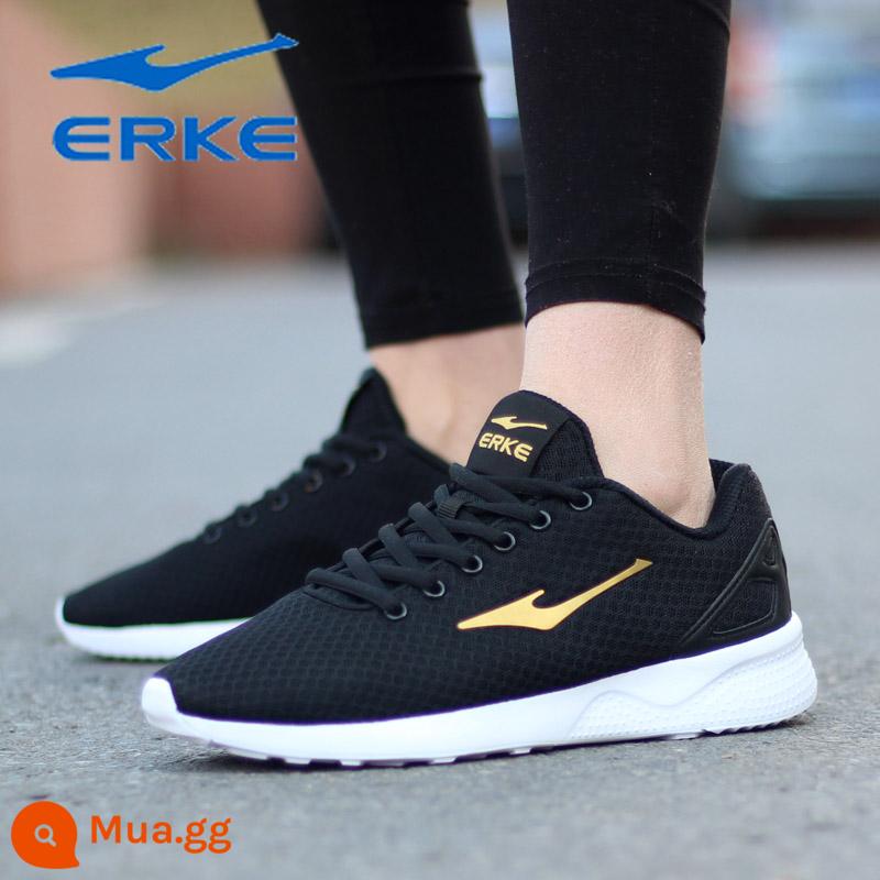 Hongxing Erke Nam Mùa Thu Đông Da Chống Thấm Nước Chạy Bộ Chính Thức Hàng Đầu Store Mùa Đông Nỉ Giày Sneakers Nam - F lưới-vàng đen 2113