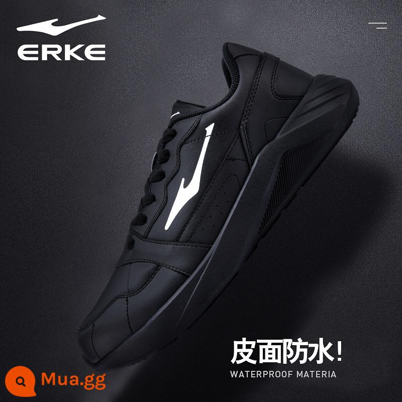 Hongxing Erke Nam Mùa Thu Đông Da Chống Thấm Nước Chạy Bộ Chính Thức Hàng Đầu Store Mùa Đông Nỉ Giày Sneakers Nam - Bề mặt da I - đen 3353